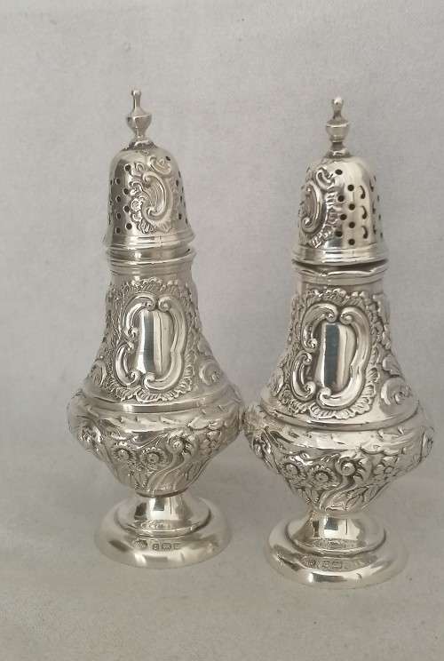 A Fine Sterling Condiment set Salt and Pepper perrettes