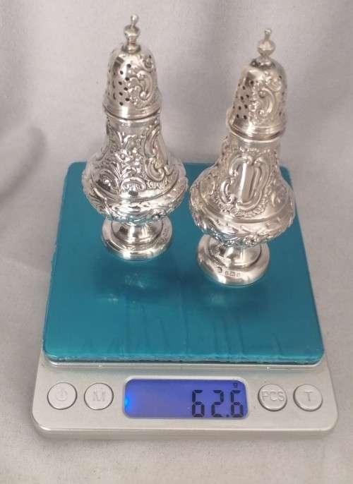 A Fine Sterling Condiment set Salt and Pepper perrettes