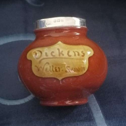 A Small doulton Dickensware Sam Weller Silver collared Pot