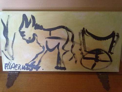 Claerhout oil painting on blocked canvas