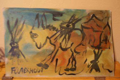 Original authenticated claerhout,donkey with wheat and house