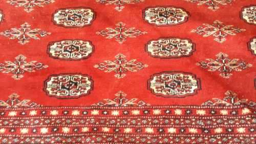 100% wool handwoven Karachi Mori Bokhara Rust area rug (large 275x375cm 9'x12')