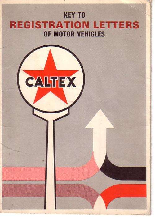 Old registration plate/letters of cars guide/Caltex