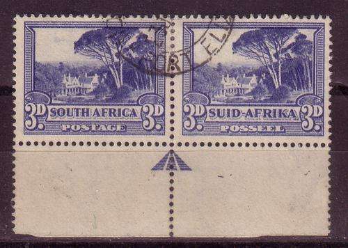 South Africa, 3d Trees pair, hyphenated, used, with arrow
