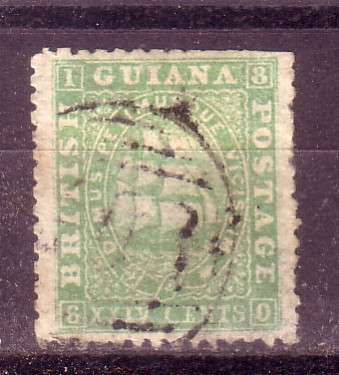 British Guiana, 24c ship stamp, used, some short perfs at top