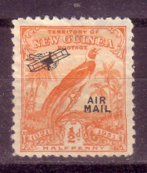 New Guinea, 1/2d peacock stamp with nice Air Mail overprint, MH