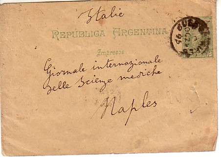 Argentina newspaper wrapper sent to Italy in 1895