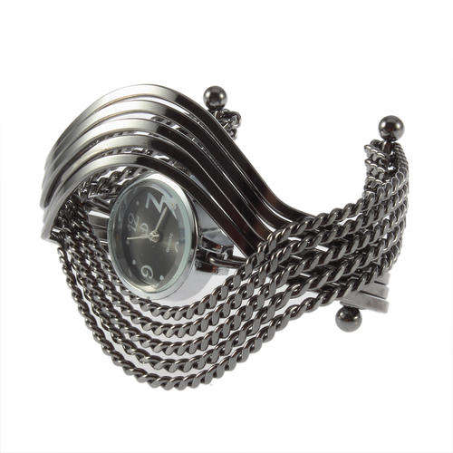 Women Ladies Bangle Bracelet Quartz Wrist Watch Gifts Stunning Black Brand New