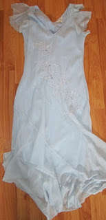 Vintage Blue Chiffon Dress with Embroidery