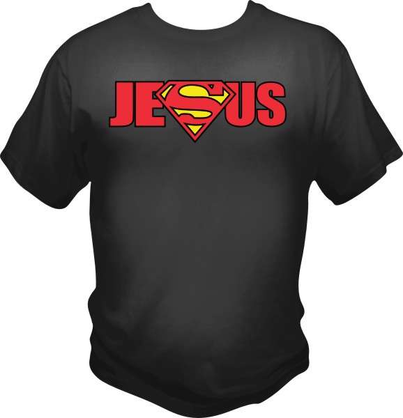 Mens Christian Shirt "Jesus - Superman" Black