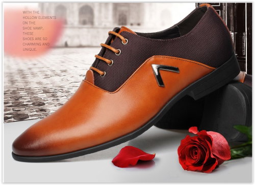 Men Leather Black / Brown / Orange Shoes Flats Business Oxford Shoes Crazy R399