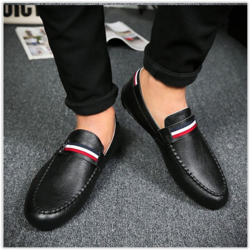 Men Shoes Leather Casual Shoes ClassicMale Loafers CRAZY 370