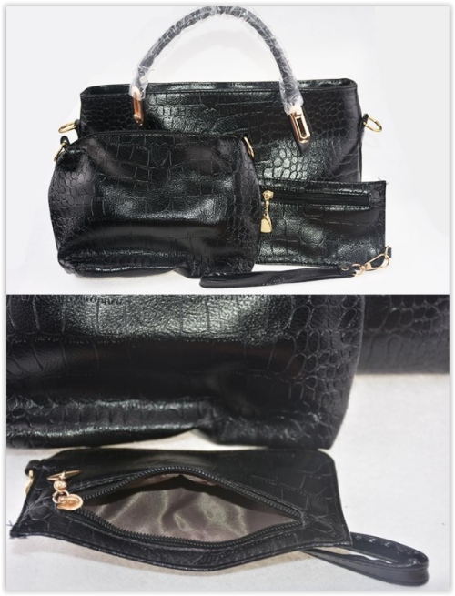 Leather Bags 3 Sets (HANDBAG - MESSENGER - PRURSE)  Shoulder Bag PU Leather ladies