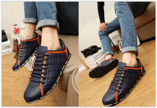 Men Casual PU Leather Flat Shoes Sport Shoes Loafers Walking Shoes Crazy R330