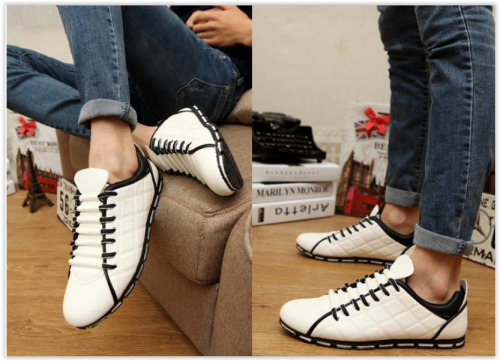 Men Casual PU Leather Flat Shoes Sport Shoes Loafers Walking Shoes Crazy R330