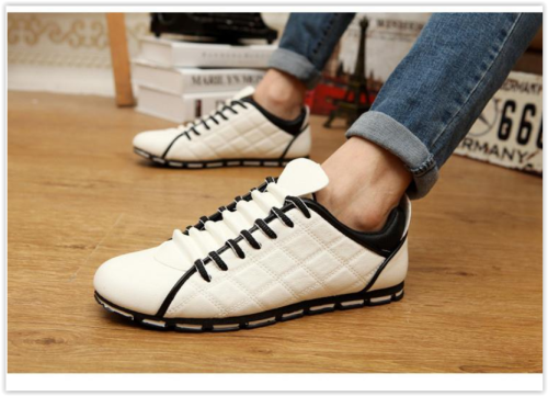 Men Casual PU Leather Flat Shoes Sport Shoes Loafers Walking Shoes Crazy R330