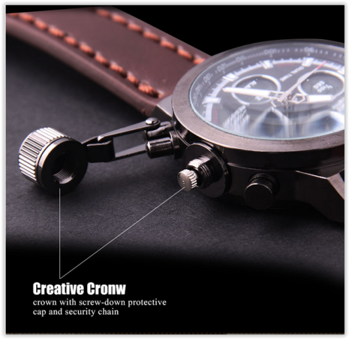 Men Watches BOAMIGO 30M Waterproof Scratchproof Brown Leather Digital Analog with Box CRAZY R300