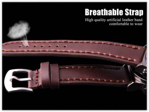 Men Watches BOAMIGO 30M Waterproof Scratchproof Brown Leather Digital Analog with Box CRAZY R300