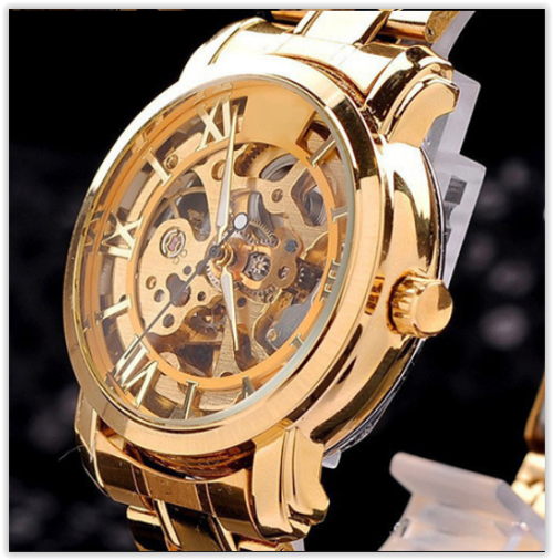 Men Watches Rose Gold Mechanical Numeral Hollow Skeleton CRAZY R250