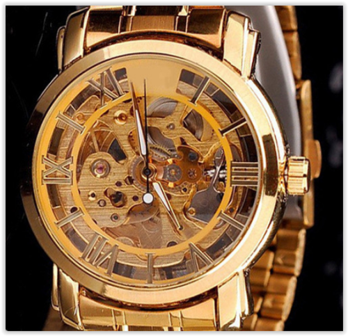 Men Watches Rose Gold Mechanical Numeral Hollow Skeleton CRAZY R250