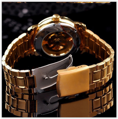 Men Watches Rose Gold Mechanical Numeral Hollow Skeleton CRAZY R250