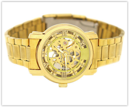 Men Watches Rose Gold Mechanical Numeral Hollow Skeleton CRAZY R250