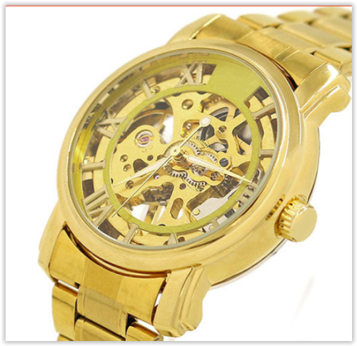 Men Watches Rose Gold Mechanical Numeral Hollow Skeleton CRAZY R250
