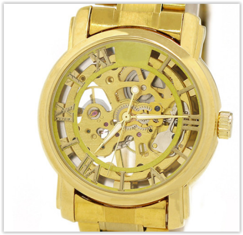 Men Watches Rose Gold Mechanical Numeral Hollow Skeleton CRAZY R250