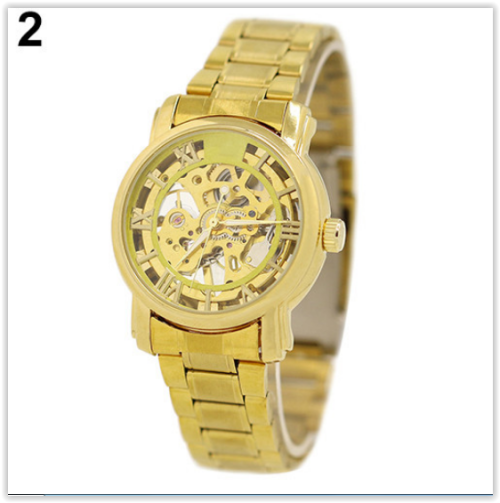 Men Watches Rose Gold Mechanical Numeral Hollow Skeleton CRAZY R250
