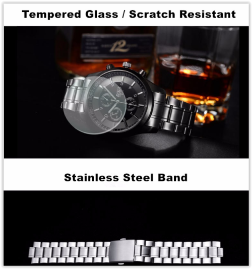 Waterproof Men Watch Stainless Steel Military Wrist Watch 2017
