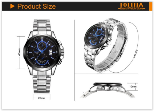 Men Stainless Steel Watches Water Resistance Auto Date Day