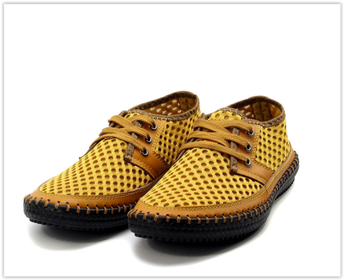 Genuine Leather Men Shoes Breathable Summer Loafers Crazy R389