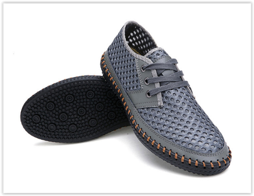 Genuine Leather Men Shoes Breathable Summer Loafers Crazy R389