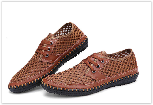 Genuine Leather Men Shoes Breathable Summer Loafers Crazy R389