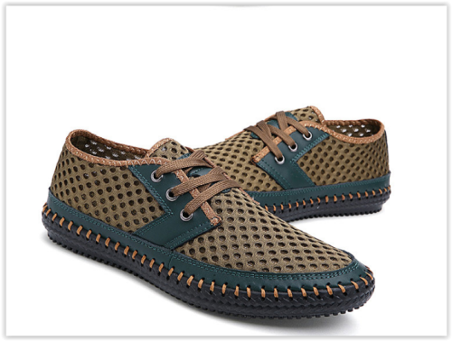 Genuine Leather Men Shoes Breathable Summer Loafers Crazy R389