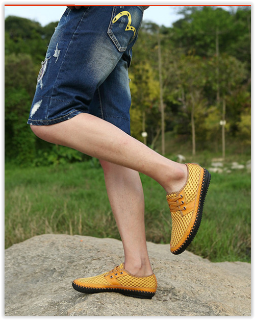 Genuine Leather Men Shoes Breathable Summer Loafers Crazy R389