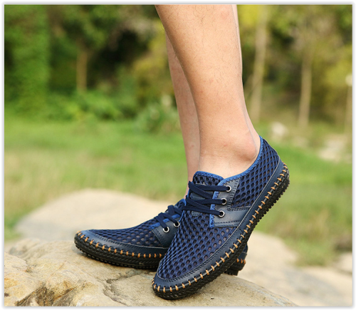 Genuine Leather Men Shoes Breathable Summer Loafers Crazy R389