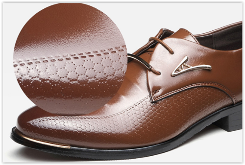 Men Lace Up Shoes Fashion Waterproof Breathable Business Wedding Shoes