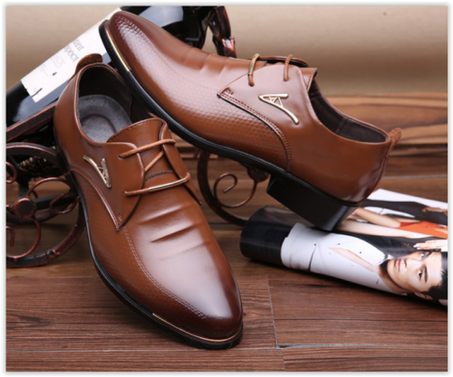 Men Lace Up Shoes Fashion Waterproof Breathable Business Wedding Shoes