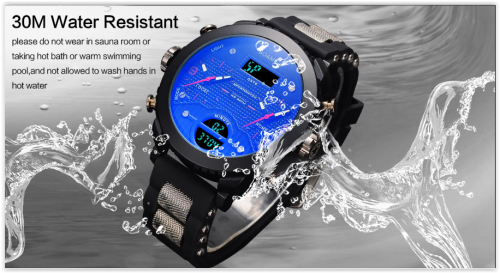 Men Watches BOAMIGO 3 Times Zone Military Sports Dual Display CRAZY R300