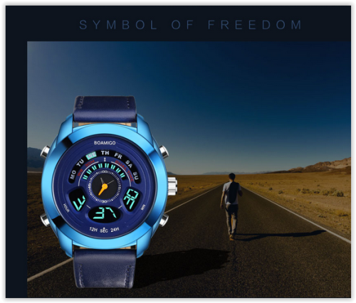 Boamigo Leather Watches Led Digital 30M Water Resistance  Crazy R350