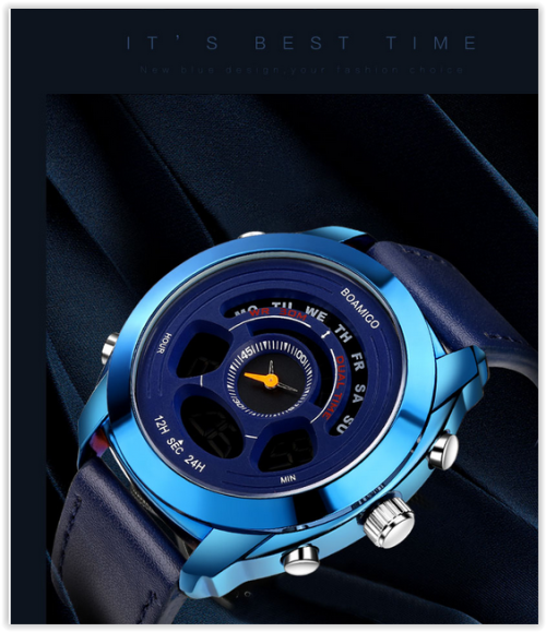 Boamigo Leather Watches Led Digital 30M Water Resistance  Crazy R350