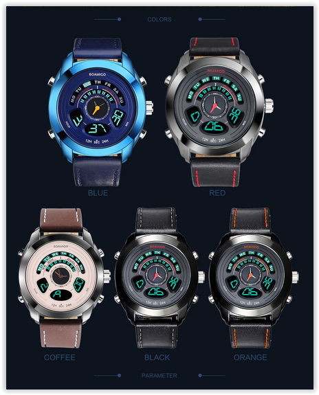 Boamigo Leather Watches Led Digital 30M Water Resistance  Crazy R350