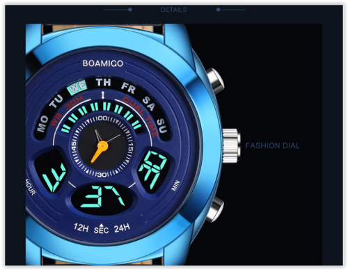 Boamigo Leather Watches Led Digital 30M Water Resistance  Crazy R350