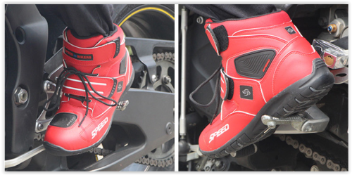 Motorcycle Shoes Men Boots Black White Red Crazy R639