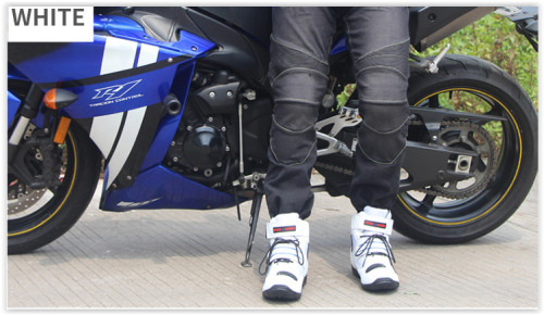 Motorcycle Shoes Men Boots Black White Red Crazy R639