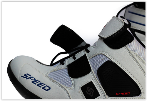 Motorcycle Shoes Men Boots Black White Red Crazy R639