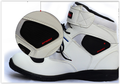 Motorcycle Shoes Men Boots Black White Red Crazy R639
