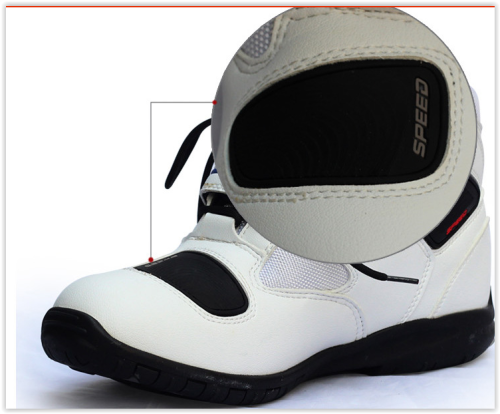 Motorcycle Shoes Men Boots Black White Red Crazy R639