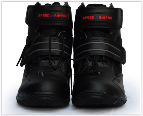 Motorcycle Shoes Men Boots Black White Red Crazy R639